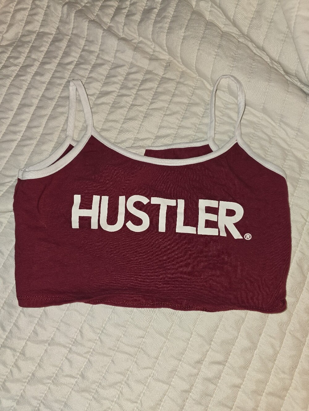 Hustler Hollywood Maroon Crop Cami with White Trim